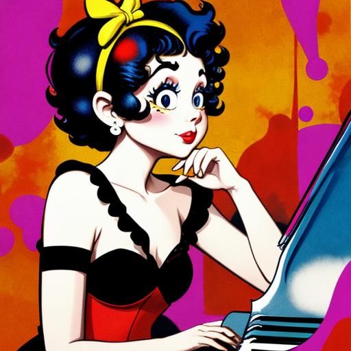 Betty Boop Plays Piano in Abstract Style