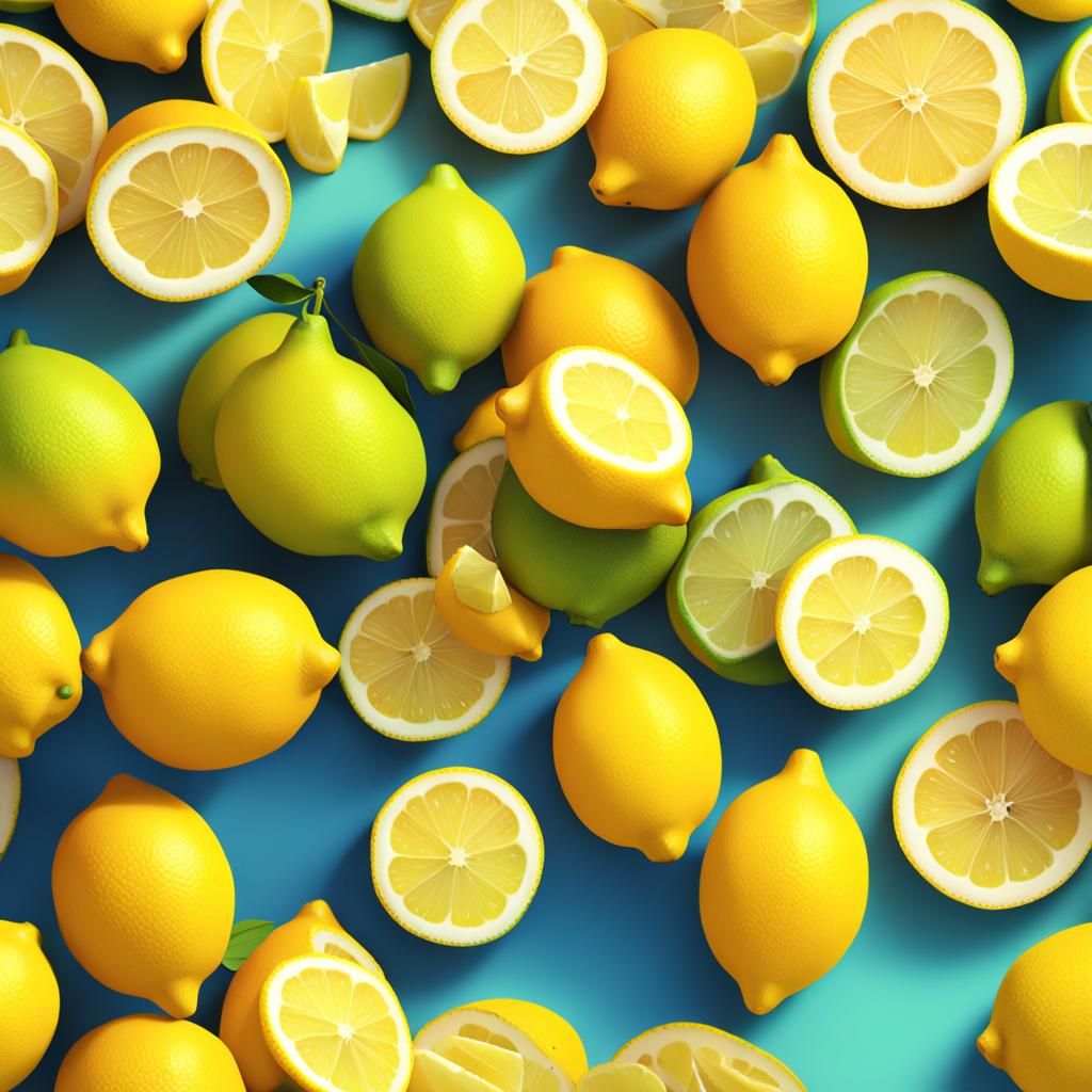 Bright 3D Render of Lemons in Pixar Style