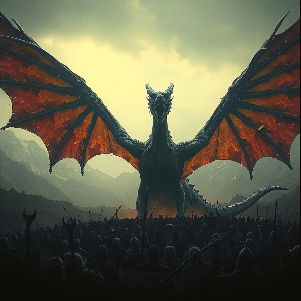 Fiery Magic Dragon Dominates Battlefield, Cinematic Still