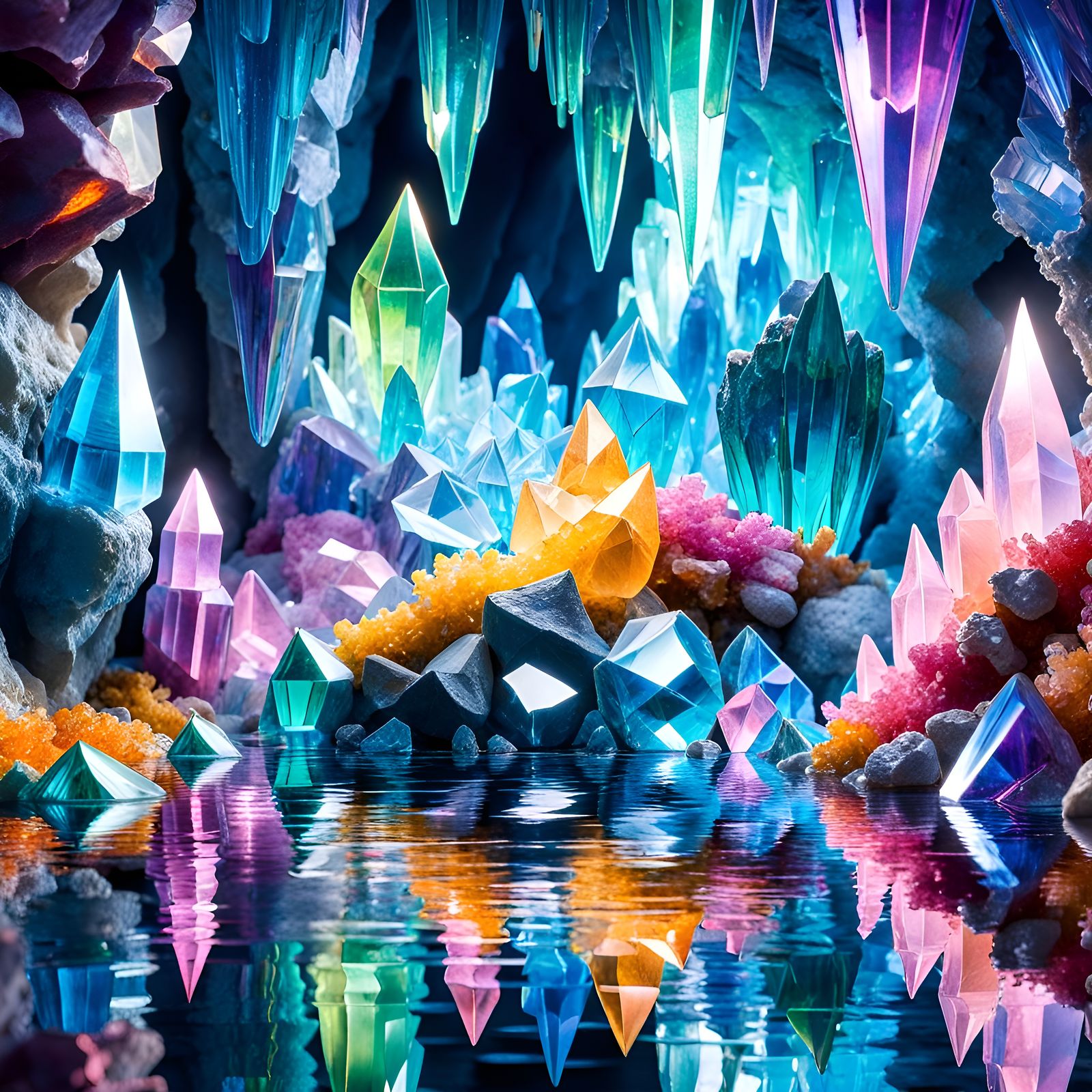 Iridescent Crystal Cave in Vivid Colors