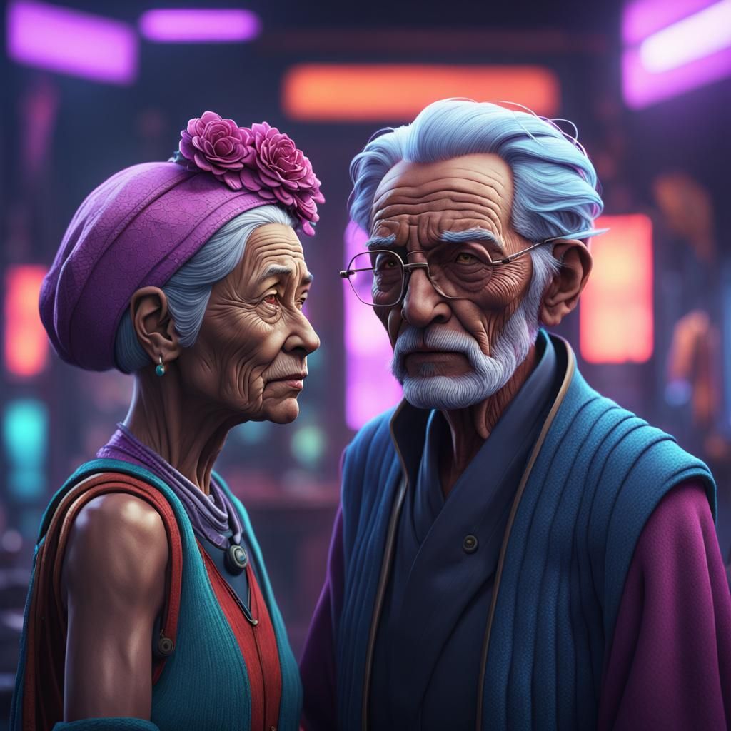 man and woman in there 80's With back light shining through ...