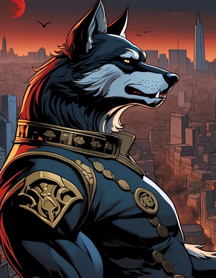 Werewolf Bayonetta in Apocalyptic Cityscape