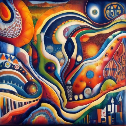 Vibrant Encaustic Landscape Inspired by Abstract Art