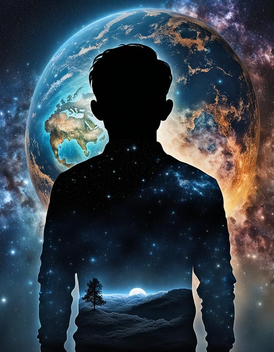 Universe Within: Double Exposure Silhouette Art