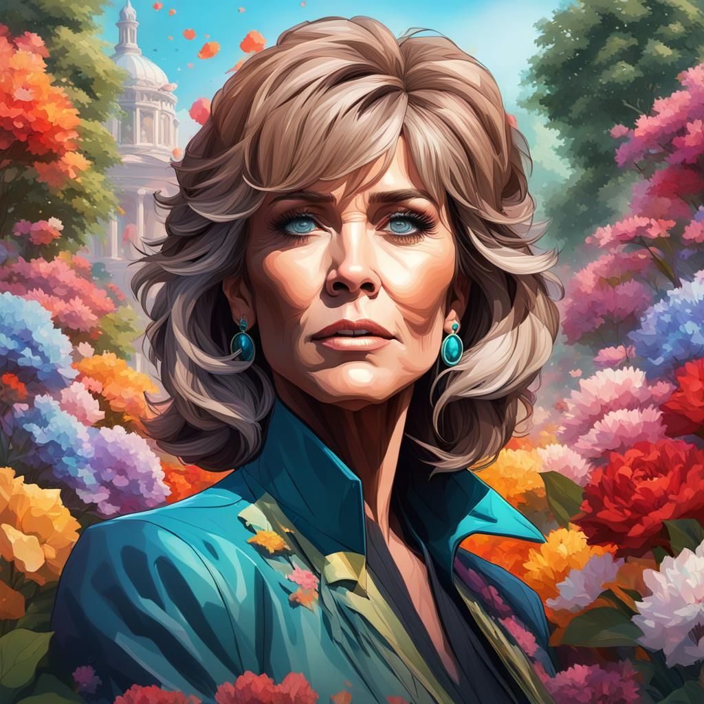 Jane Fonda Portrait with Flowers, Concept Art