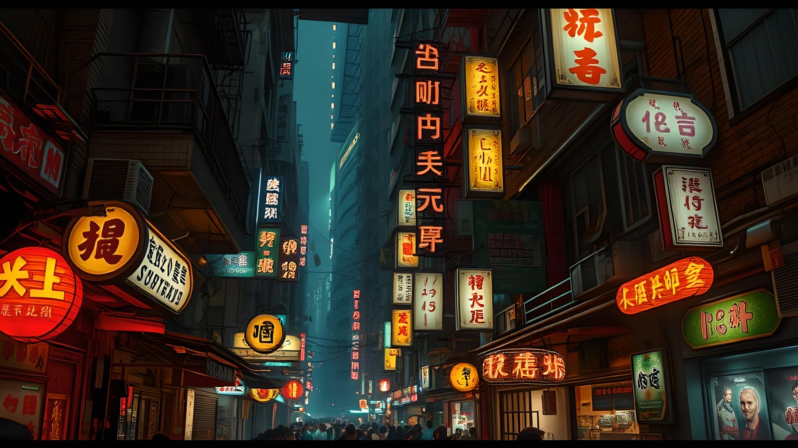Kowloon Walled City: Neon and Traditional Signs