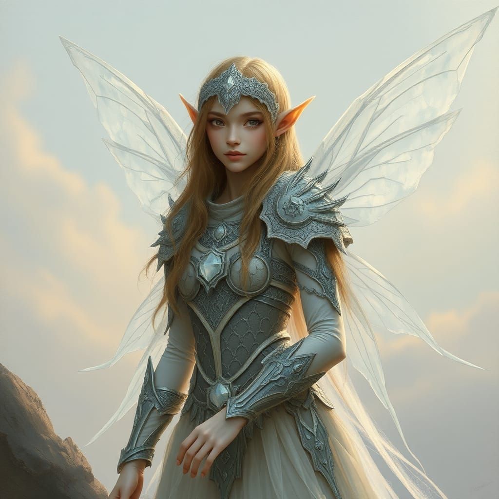 Ethereal Fairy Elf Warrior in Surrealist Style