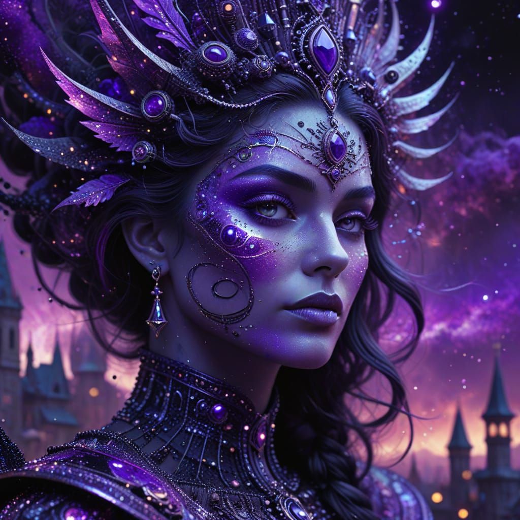 Regal Woman in Cosmic Fractal Digital Art