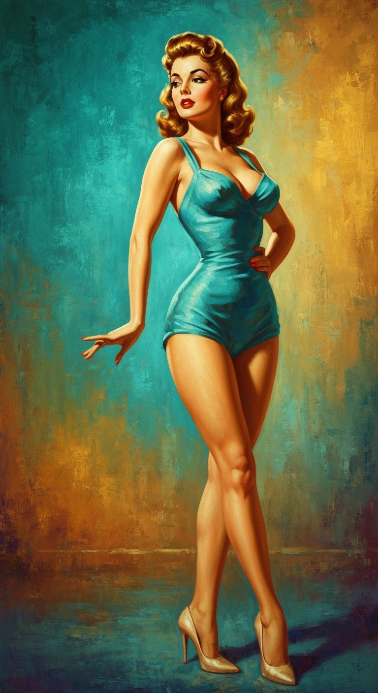 1950s Pin-Up Girl in Impressionist Style