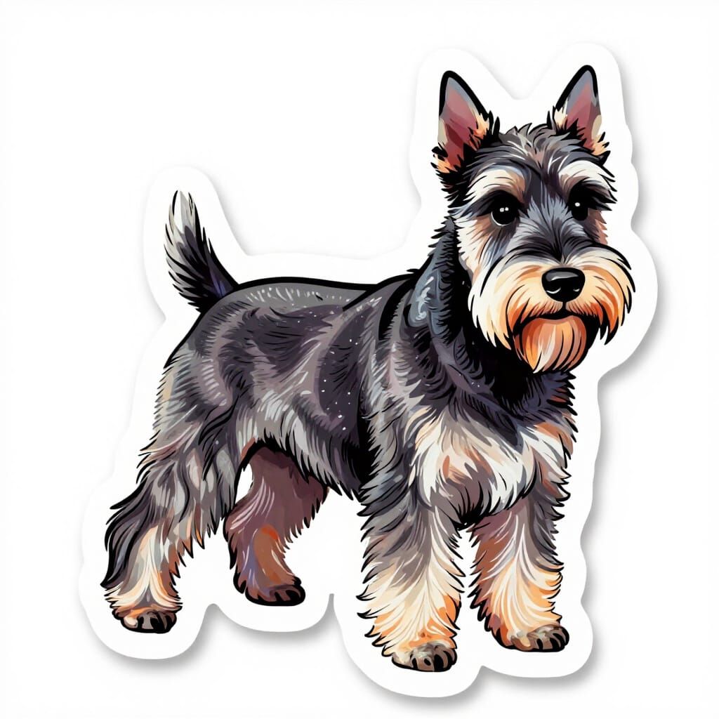 Skye Terrier Dog Sticker in Vibrant Graphic Style