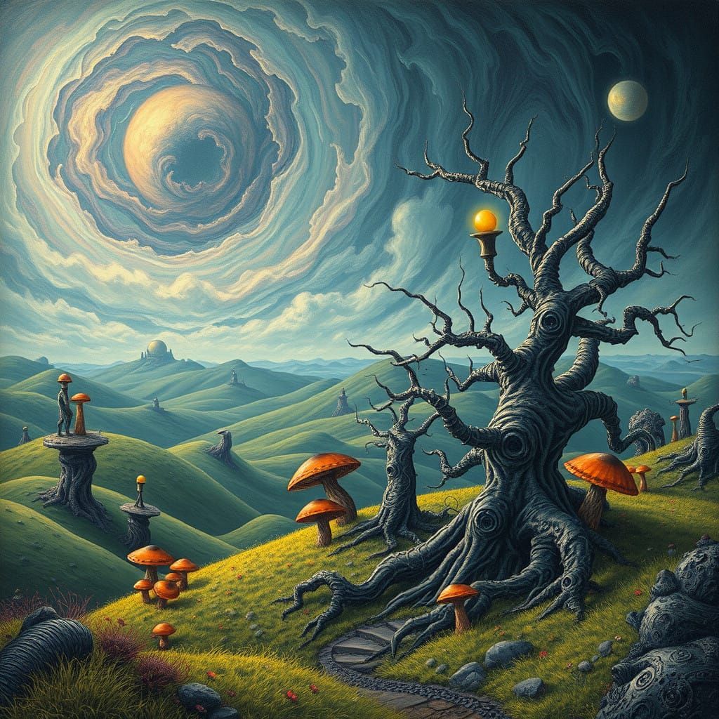 Surreal Landscape in Intricate Biomorphic Style