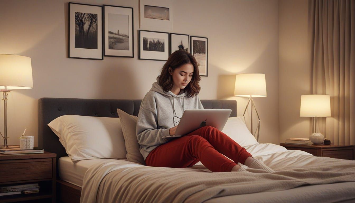 Woman in Cozy Digital Illustration