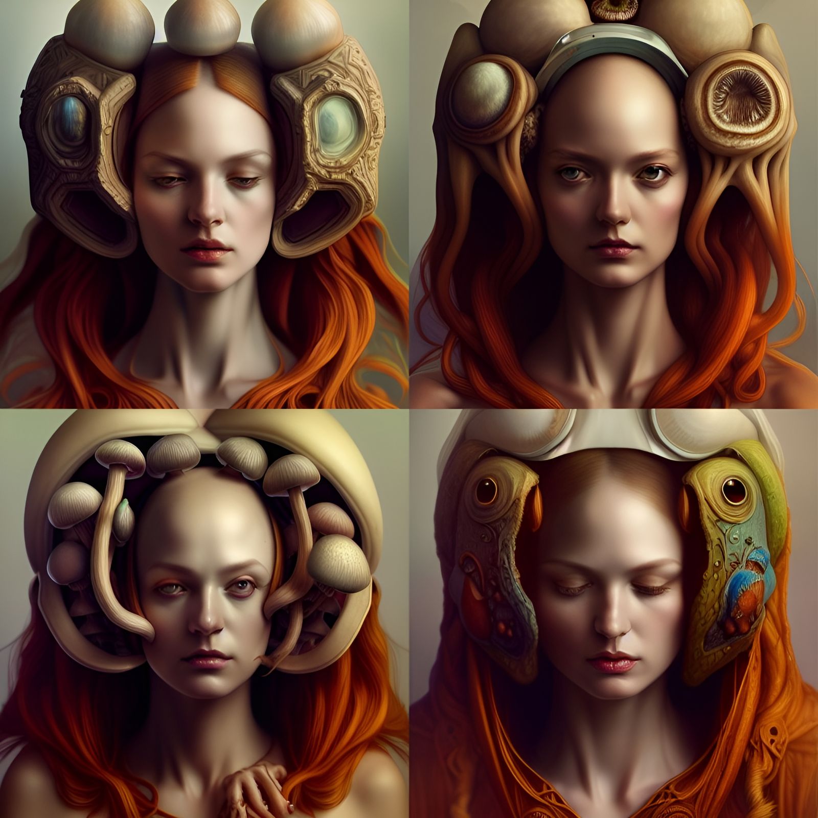 Androgynous Figure with Mushroom in Rococo Style