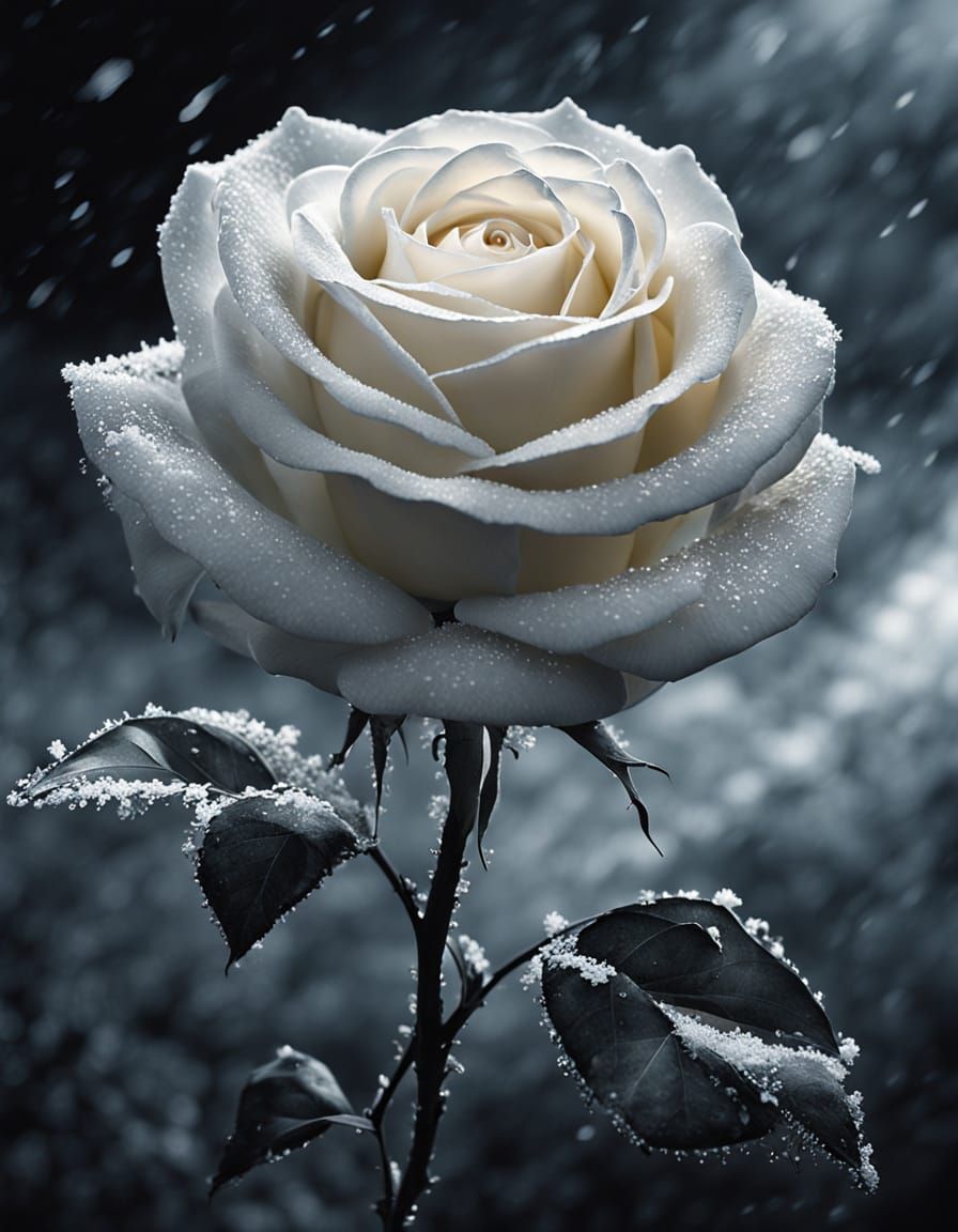 White Rose of Purity Frozen in Gothic Style