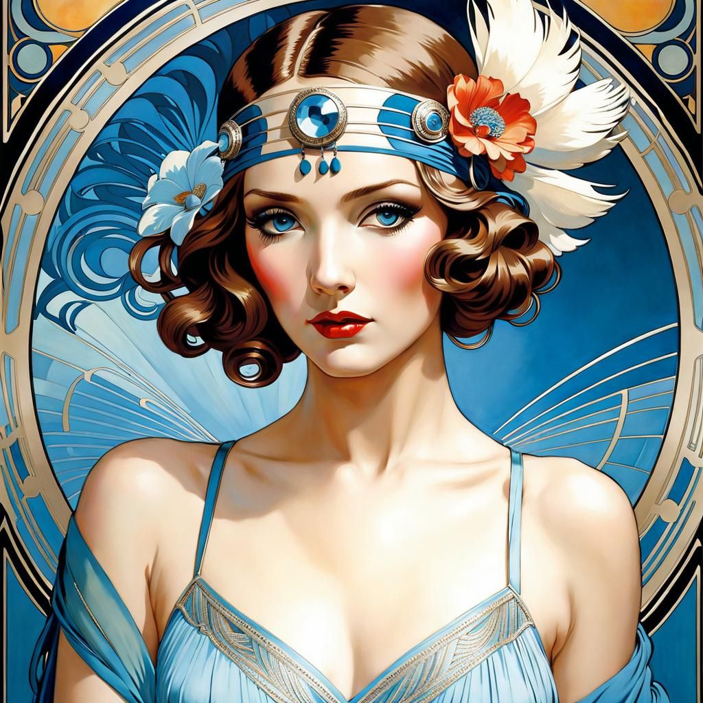 Beautiful Flapper in Art Deco Style