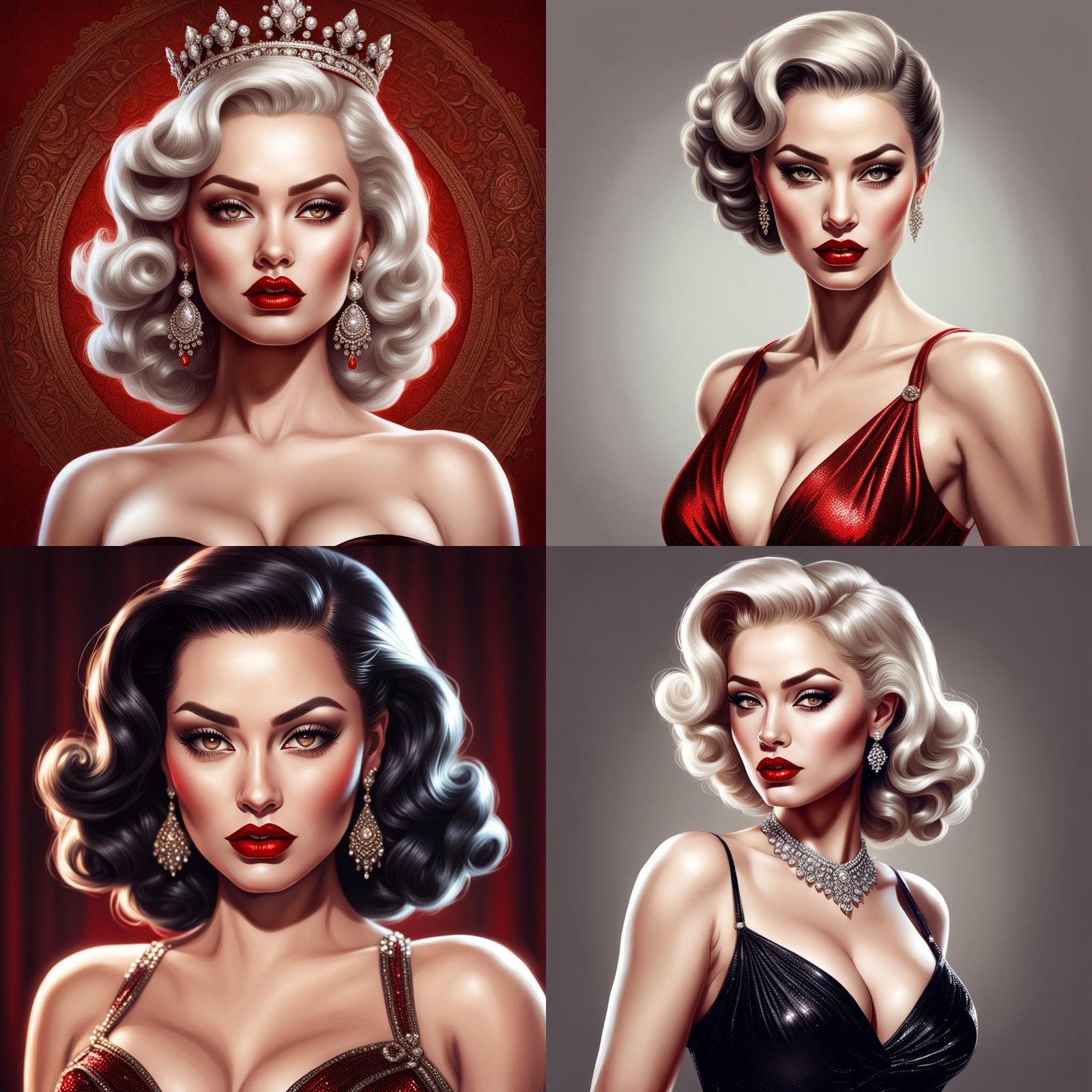 Alluring Queen with Red Lips: Digital Art