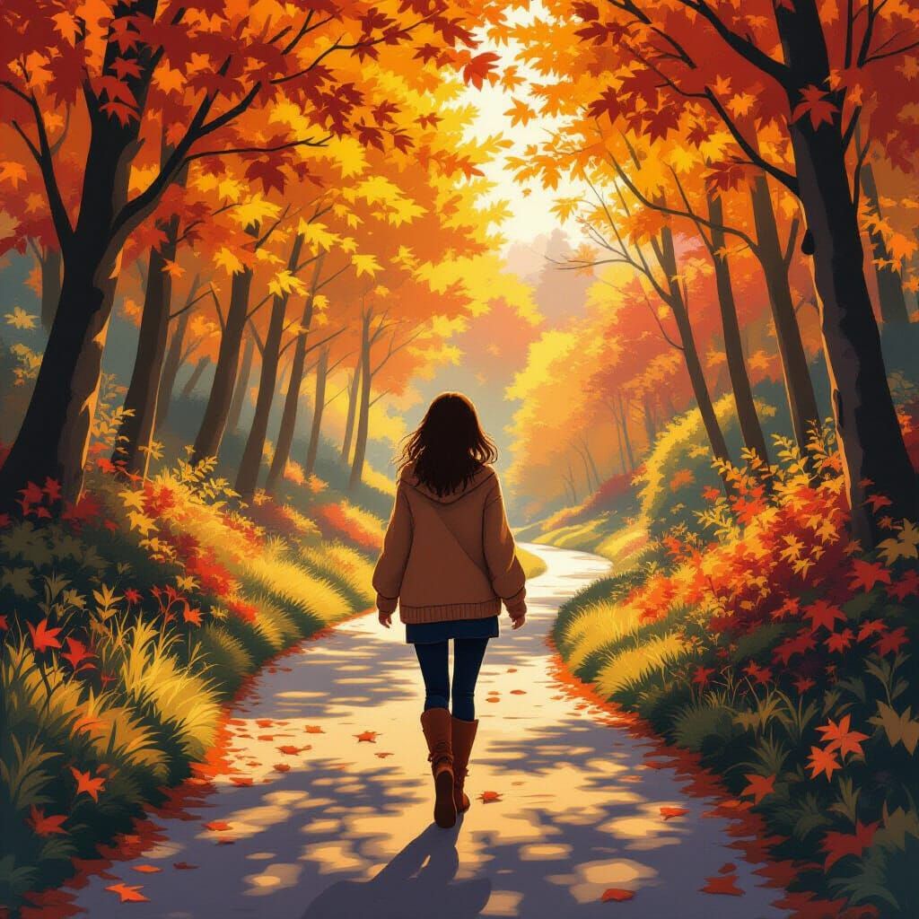 Autumn Path in Anime Style