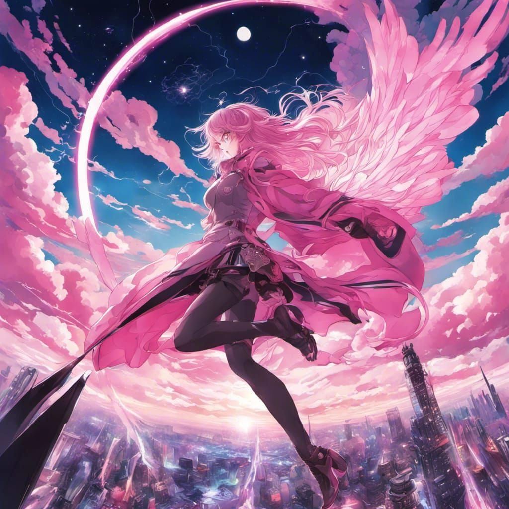 Dramatic Cyberpunk Figure with Shiny Aura