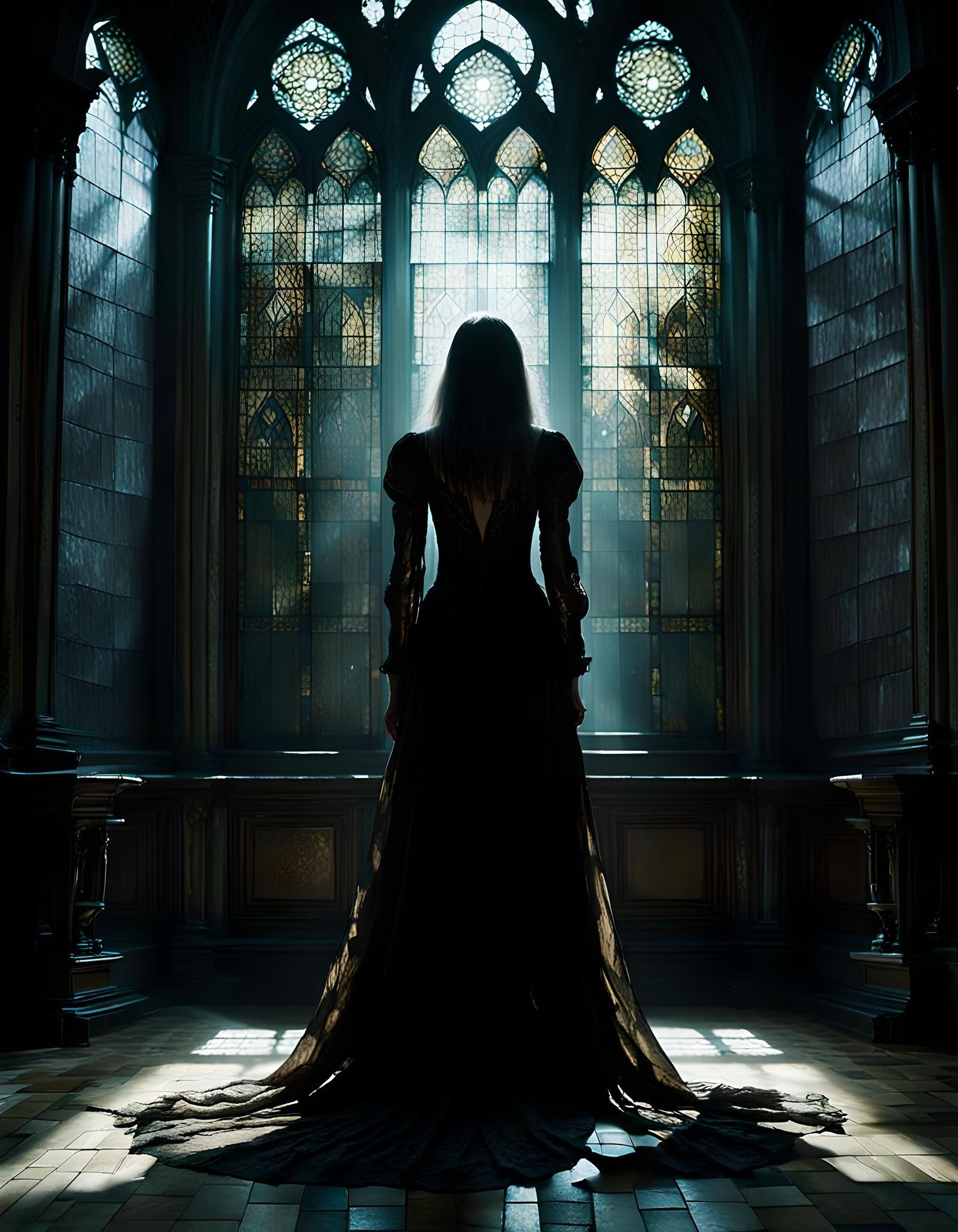 Elegant Gothic Depiction of Fear and Loss