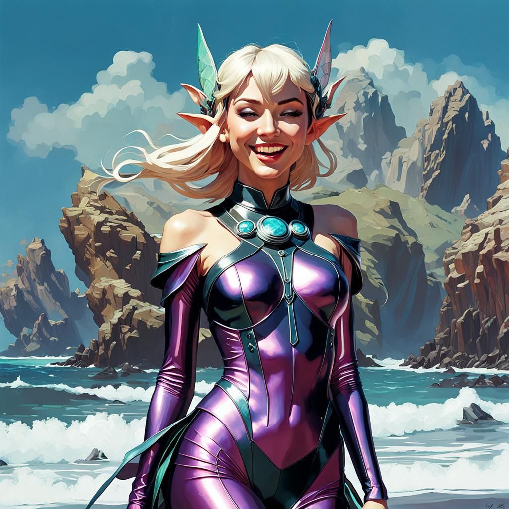 Laughing Elf in Double-Exposure Seaside Adventure