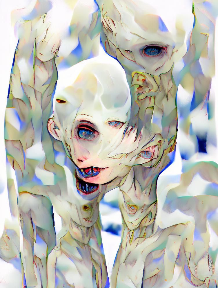 Pale Humanoid Figure in Snowy Landscape