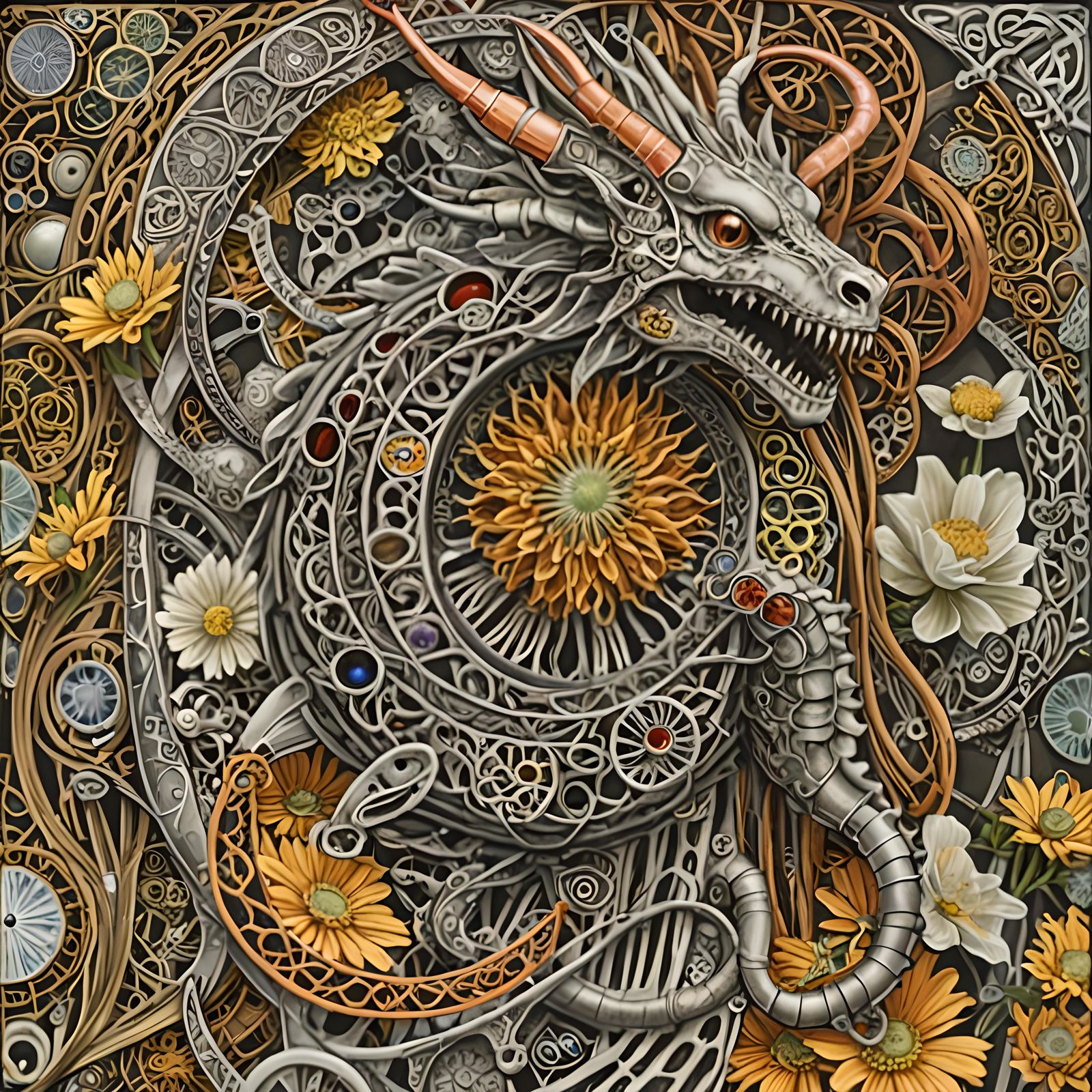 Dragonfly in Quantum Zentangle with Celtic Elements