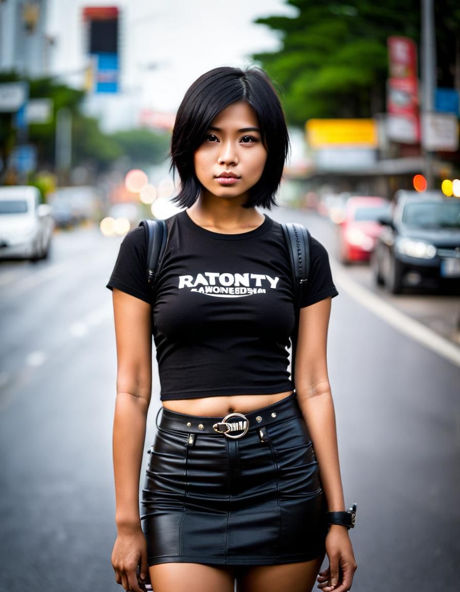 Young Woman in Emo Style, Photorealistic Image