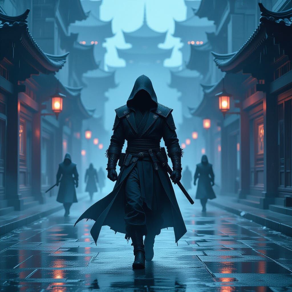 Rio Infiltrates Fortress in Dark Neon Noir Style