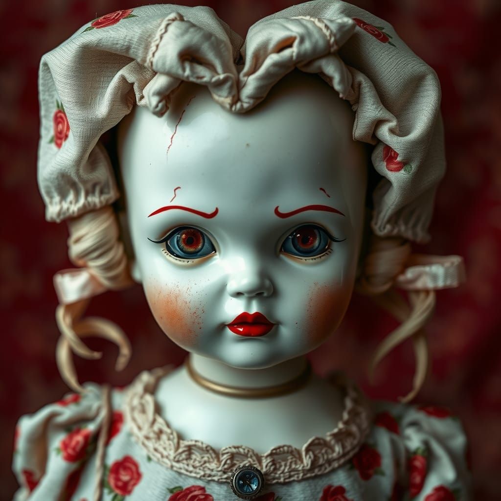 Haunting Heart-Shaped Doll: A Burton-Inspired Nightmare
