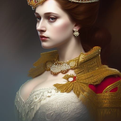 Anastasia Romanov as Queen: Art Nouveau Portrait