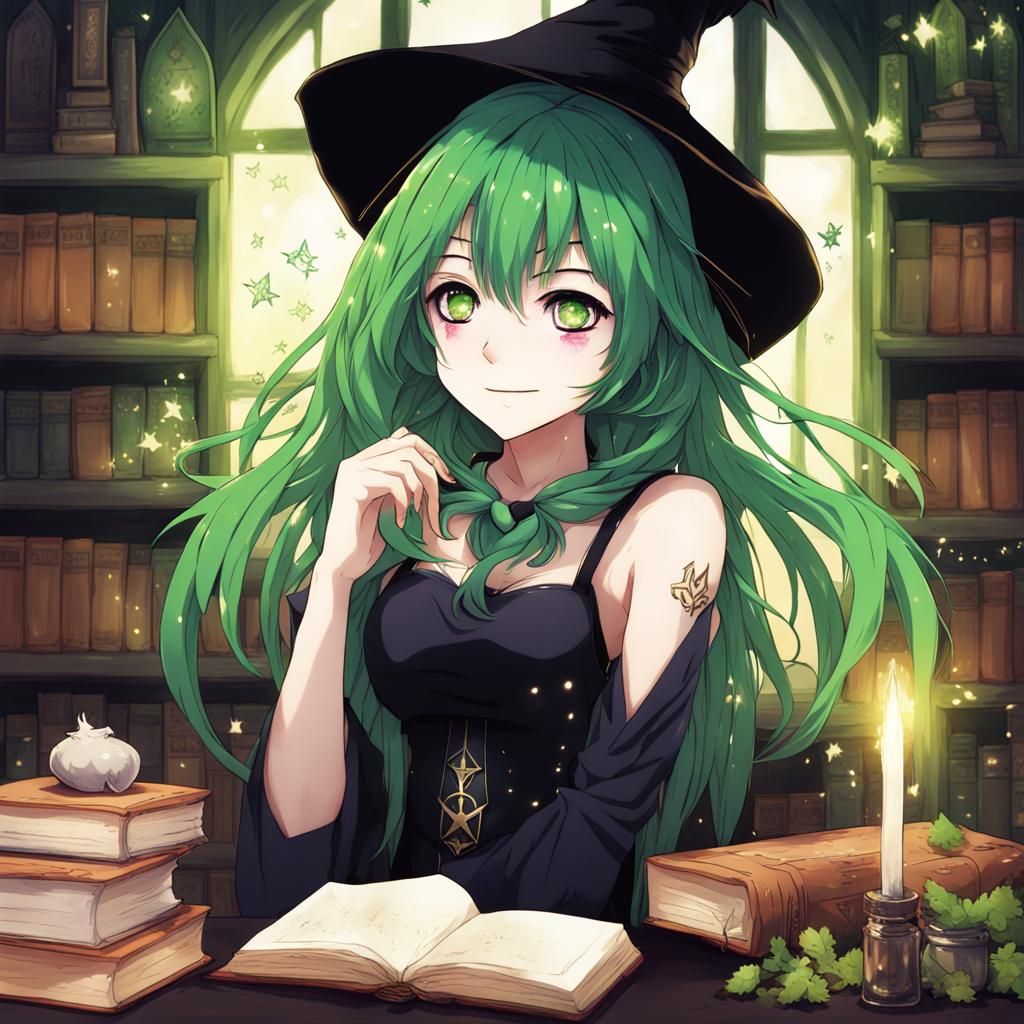 Anime Fox Girl Witch Surrounded by Magic