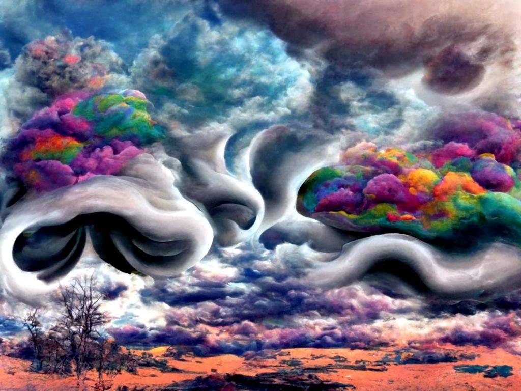 Surreal Psychedelic Clouds in Dreamlike Scene