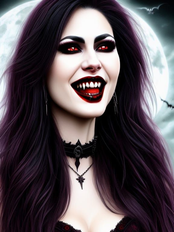 Vampiress, Fangs <lora:HisBrideV8:0.5> <lora:Gothipunk Vampires:0.6>