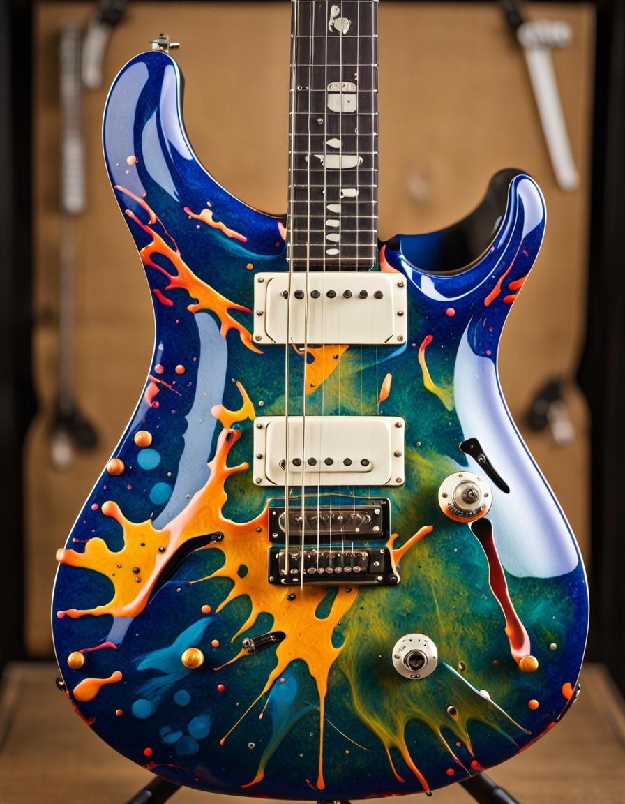 Hyperrealistic Splash Paint PRS Custom 24 Guitar
