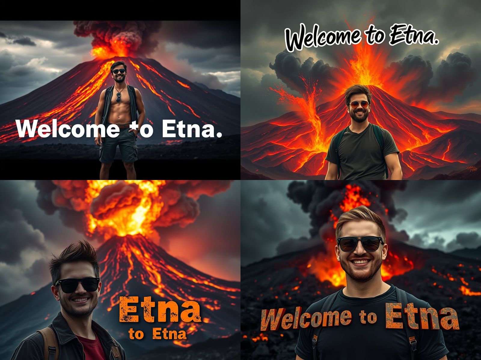 A Man Standing Proud in Front of an Erupting Volcano