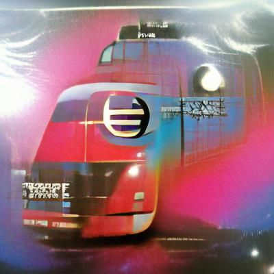 Retro Train in Futuristic Landscape