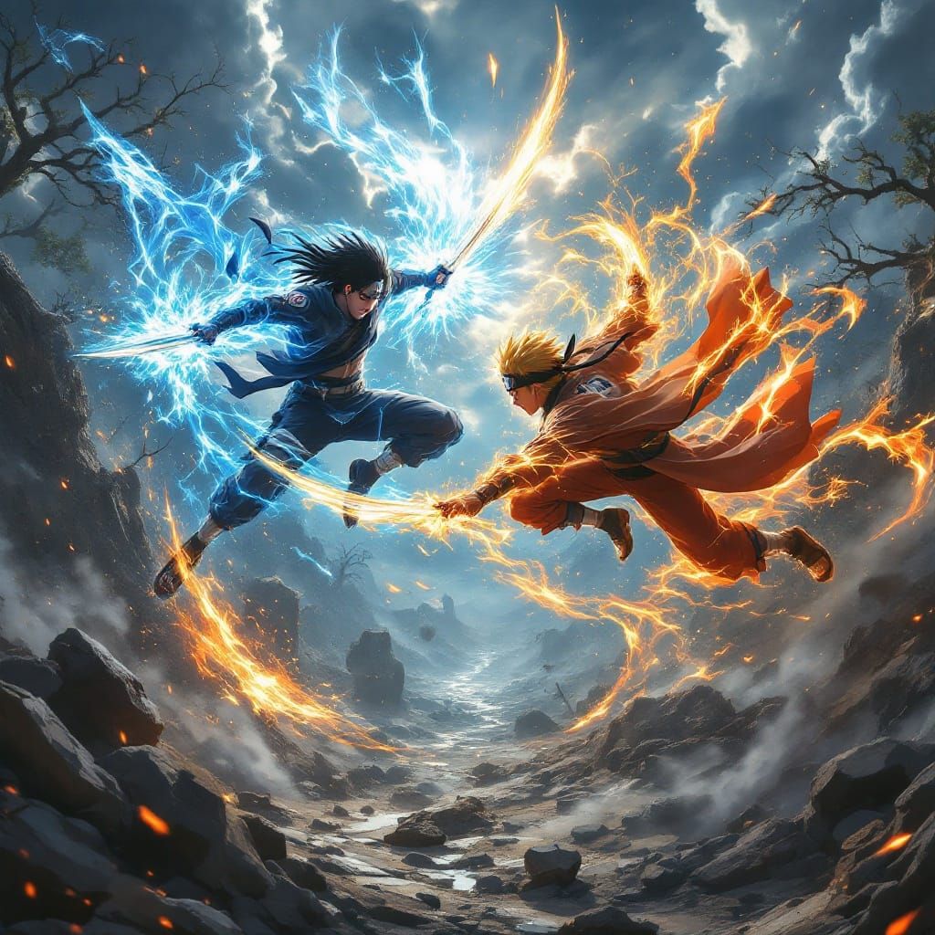 Yone and Naruto Clash in Anime Style Scene