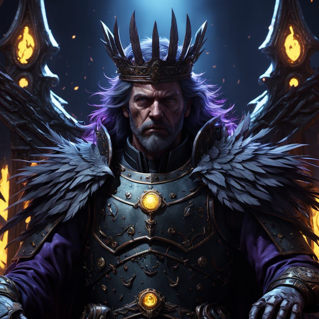 Cursed King on Blackened Throne: Dark Fantasy Art