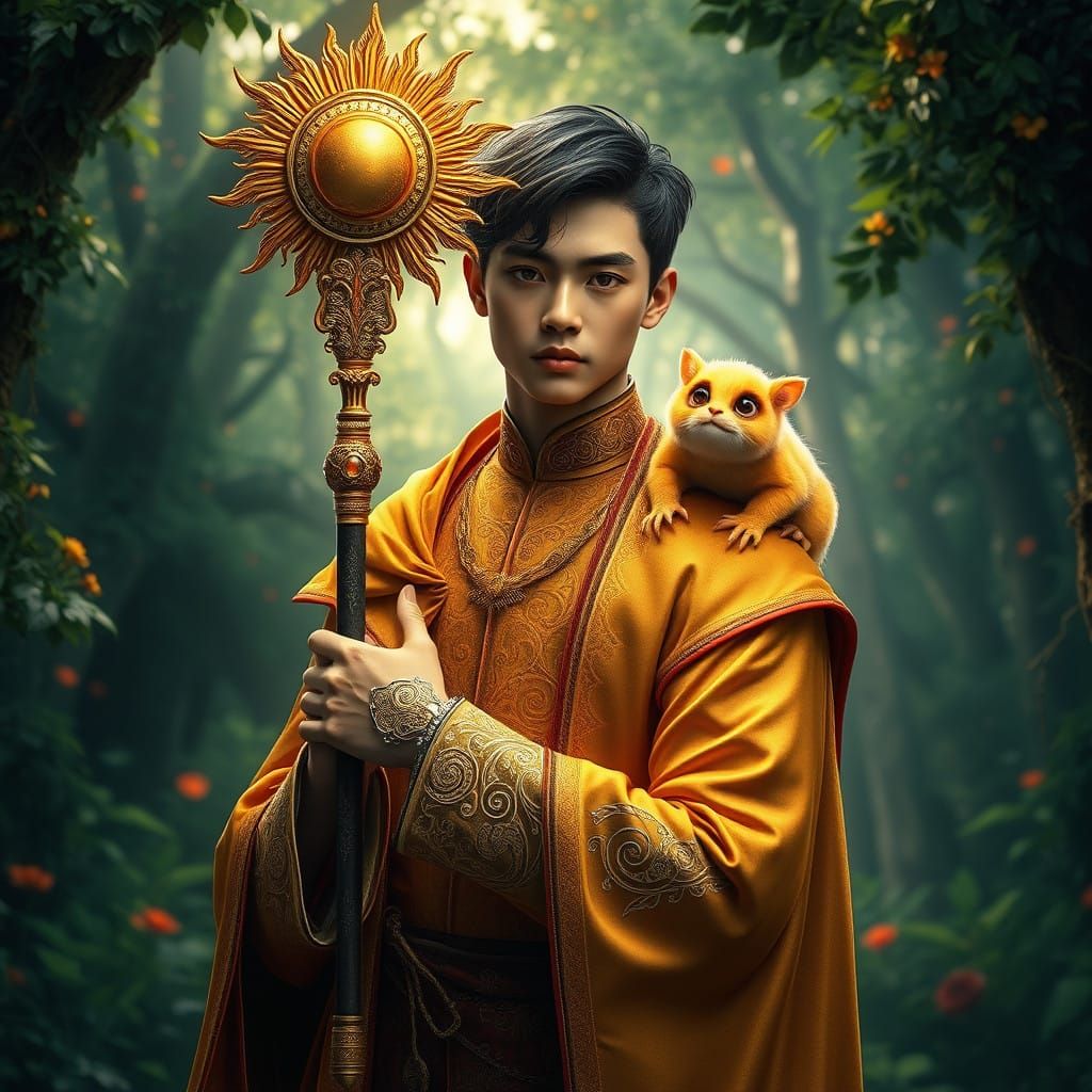 Prince Lokan, Sunlit Adventurer with a Furry Companion