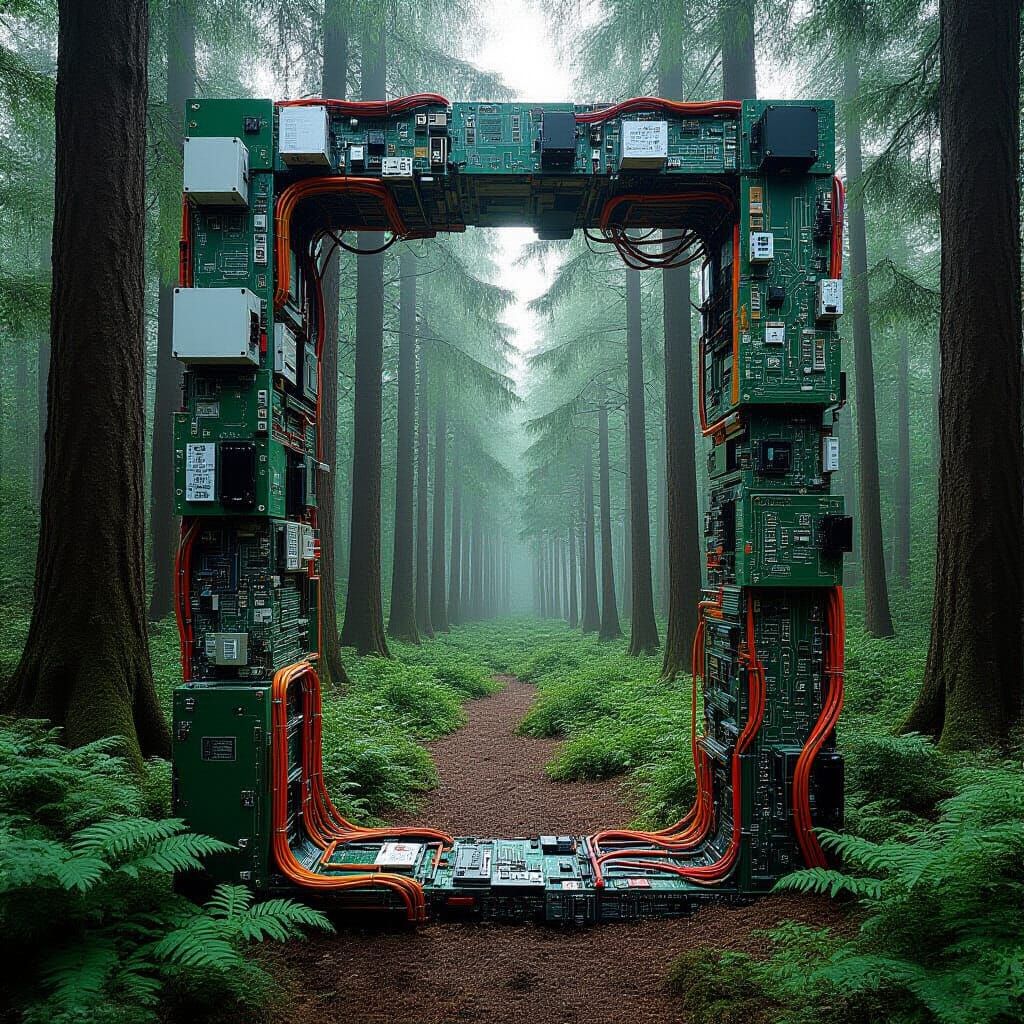 Forest Landscape Sculpture of Recycled Technology