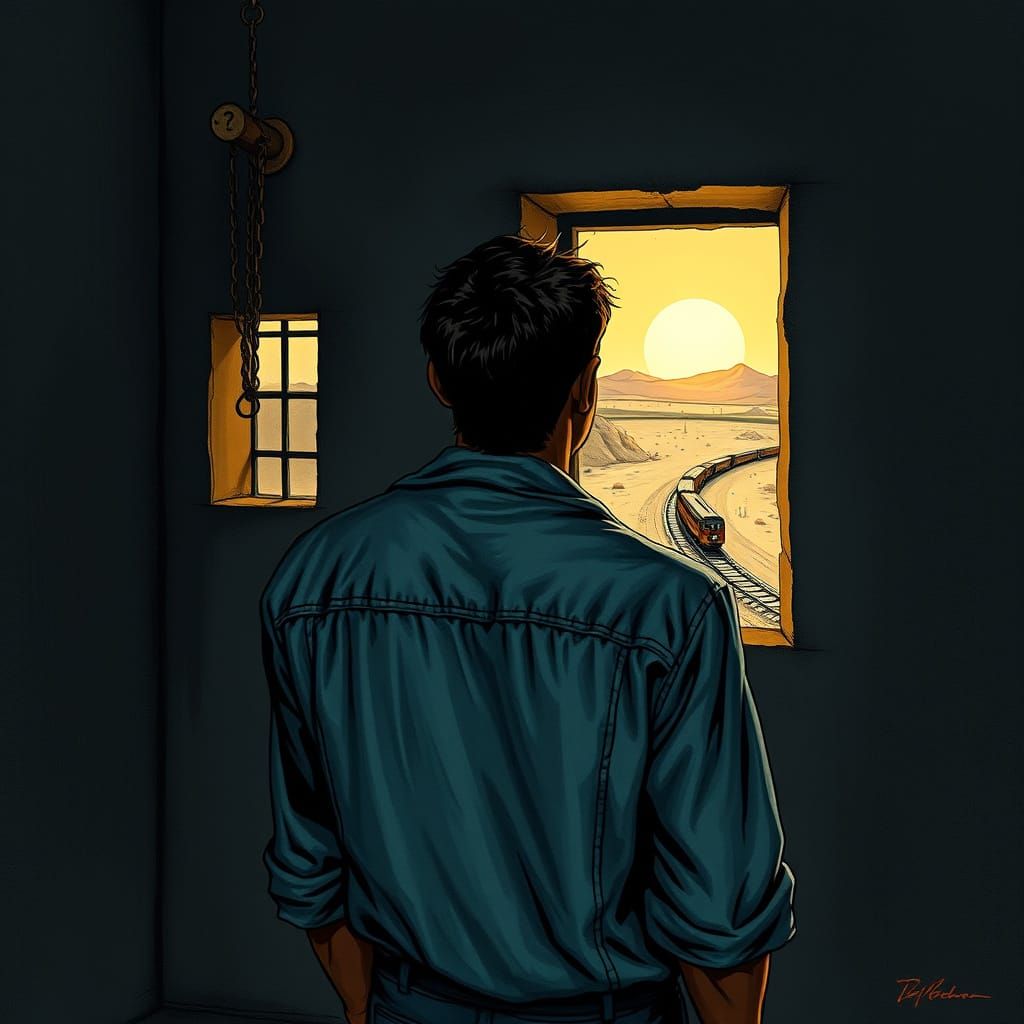 Prisoner Gazes at Freedom in a Cinematic Style