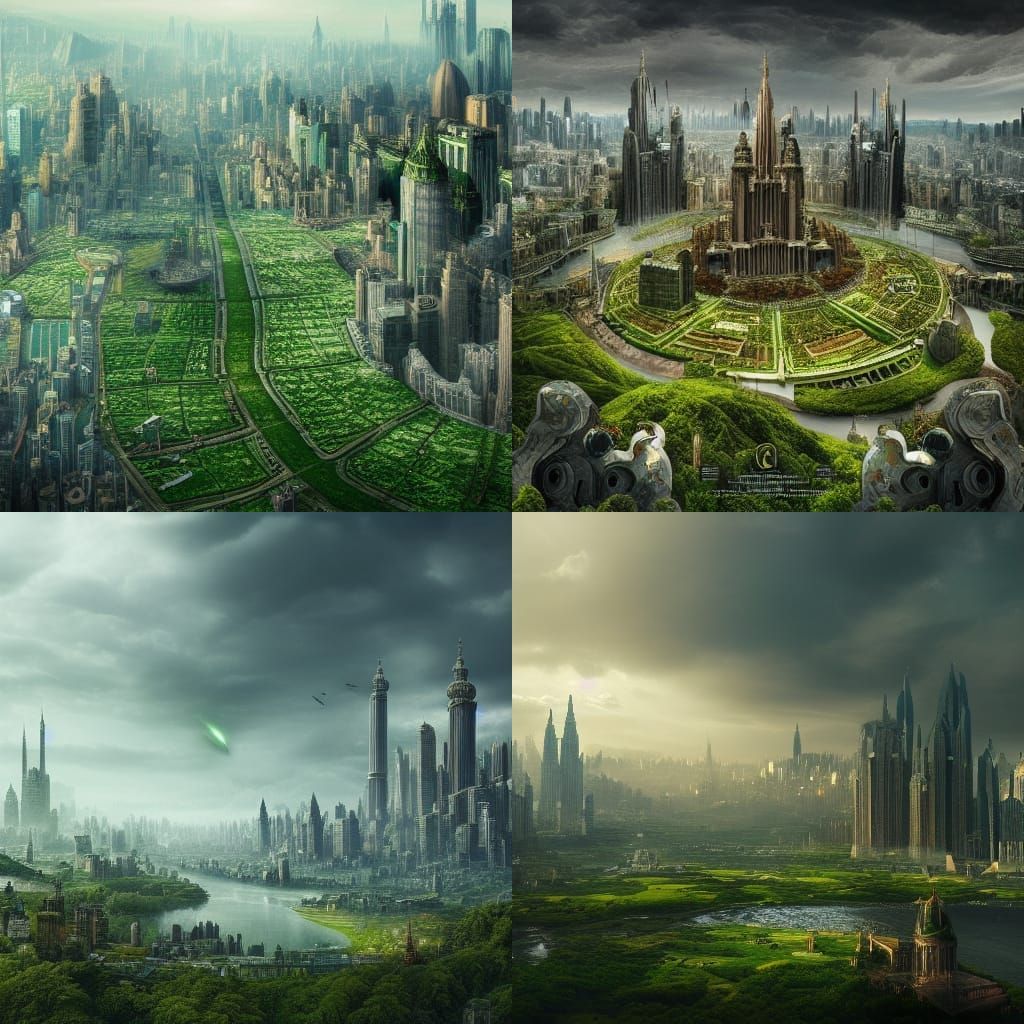 Epic Green City in Digital Matte Painting