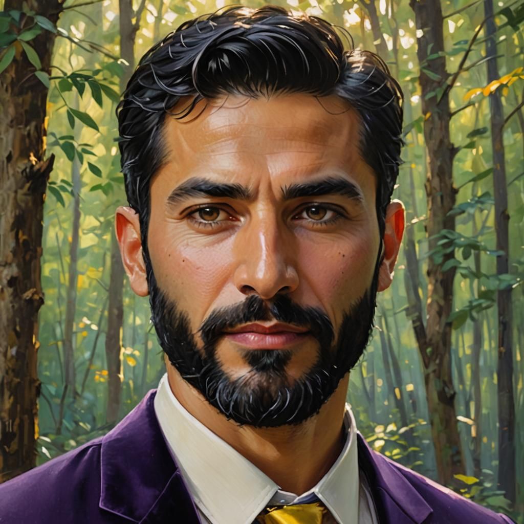 Elegant Man in Velvet Suit: Impressionist Portrait