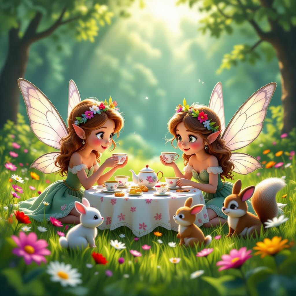 Enchanting Fairy Tea Party in 3D Digital Art