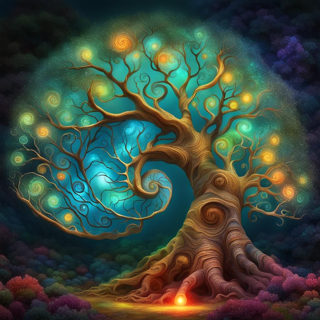 Bright Glowing Nautilus Tree