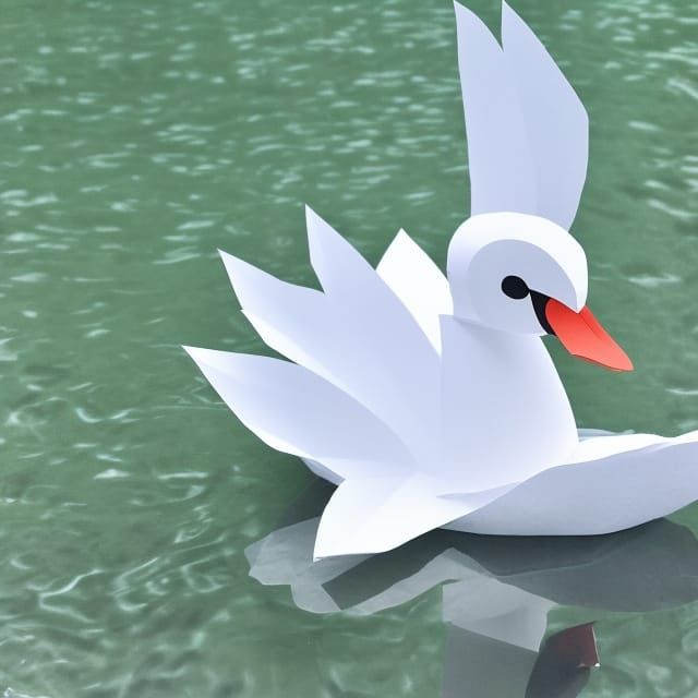 Origami Swan Floating on Water