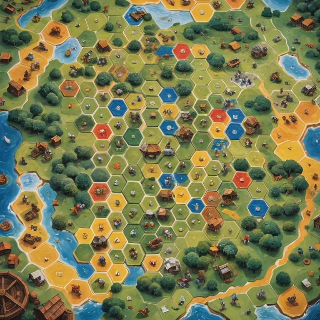 Settlers of Catan in Gouache Watercolor Style