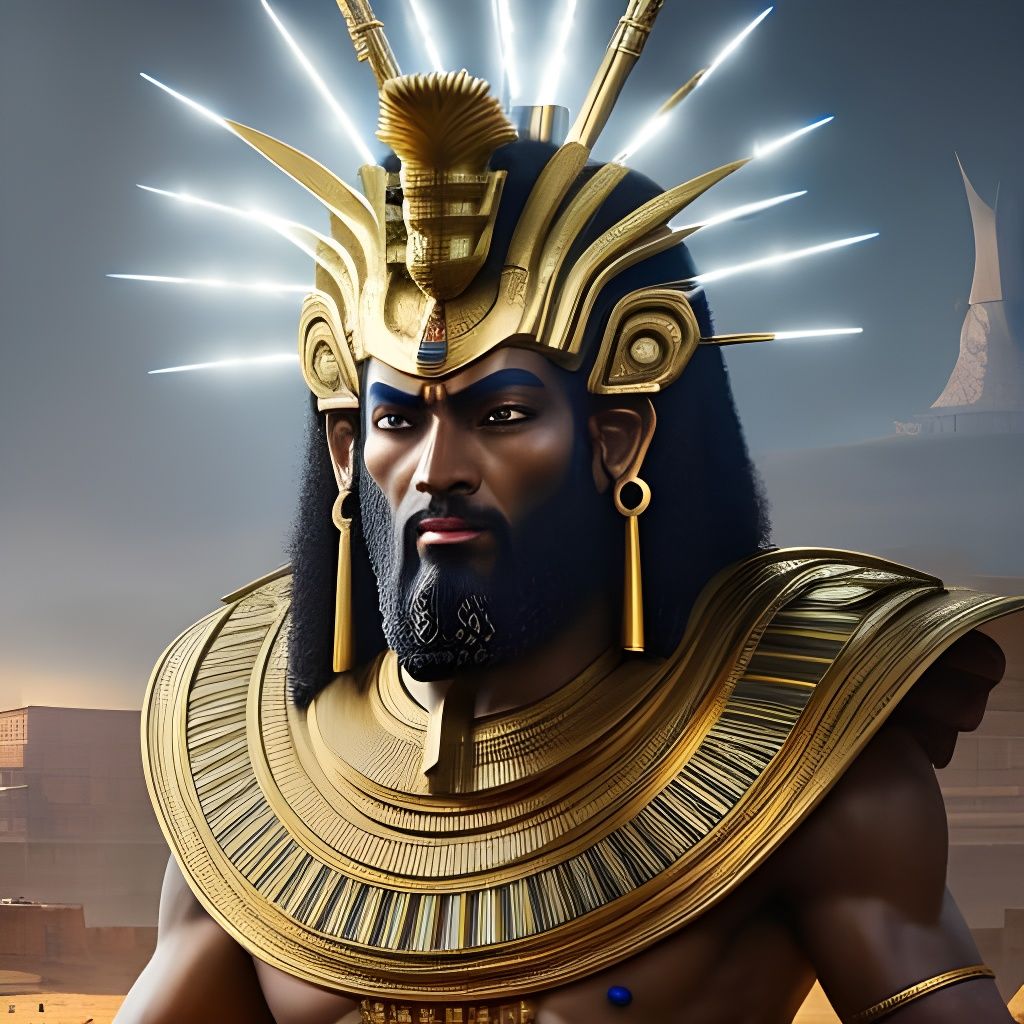 Majestic Pharaoh God Portrait in Golden Egypt