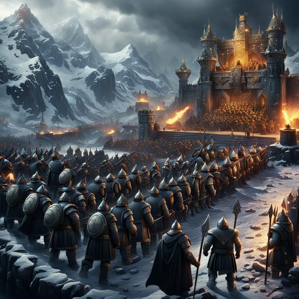 Dwarven King Commands Army: Epic Digital Painting