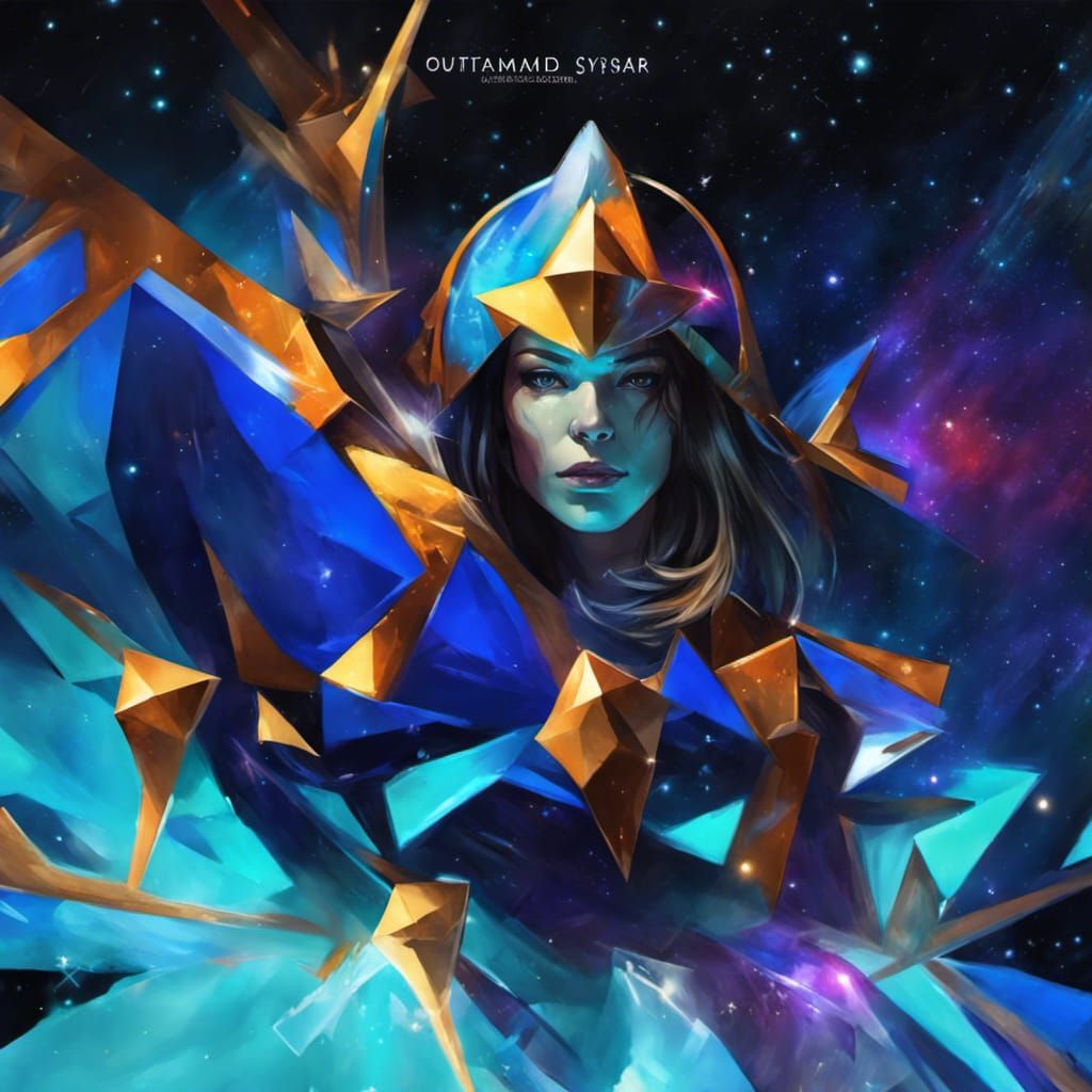 Starship Knight Portrait with River in Space